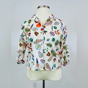 Colorful Botanical Print Blouse